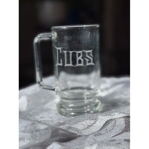 MLB Chicago Cubs Clear Etched Glass‎ Beer Mug Cup